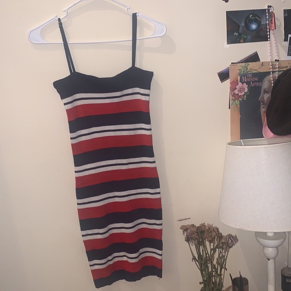 size US SMALL-  blue, white and red stripe tight mini dress - Picture 2 of 6